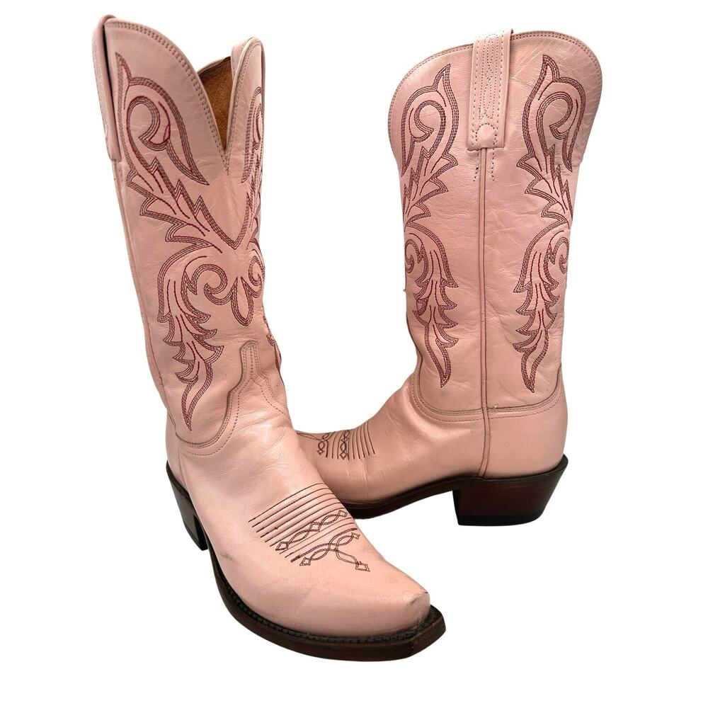 Lucchese 1883 Baby Pink Women's Western Cowboy Boots Snipe Toe Leather Size 7 B